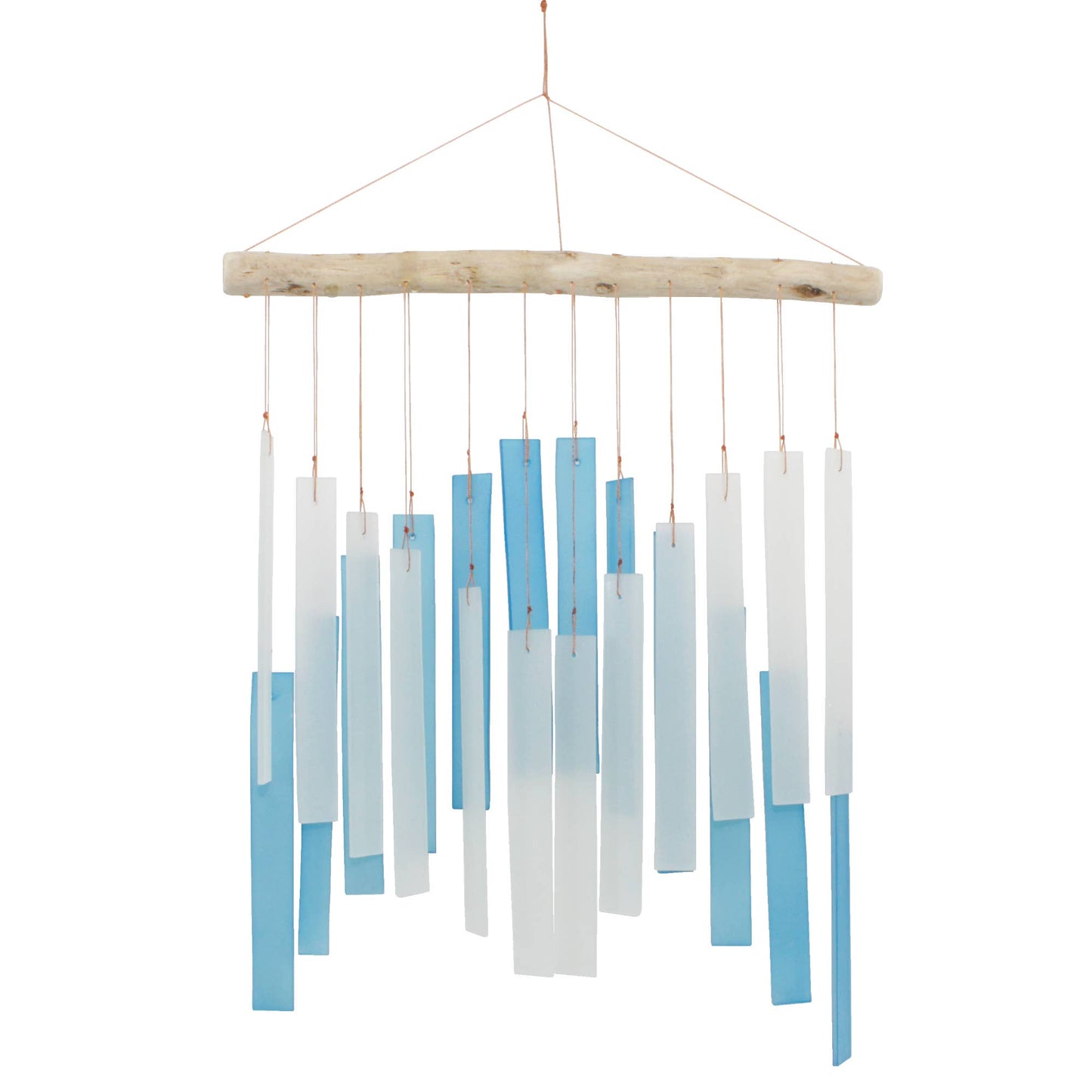 Cohasset Gifts - Light Blue and White Skyline Tumbled Glass Wind Chime
