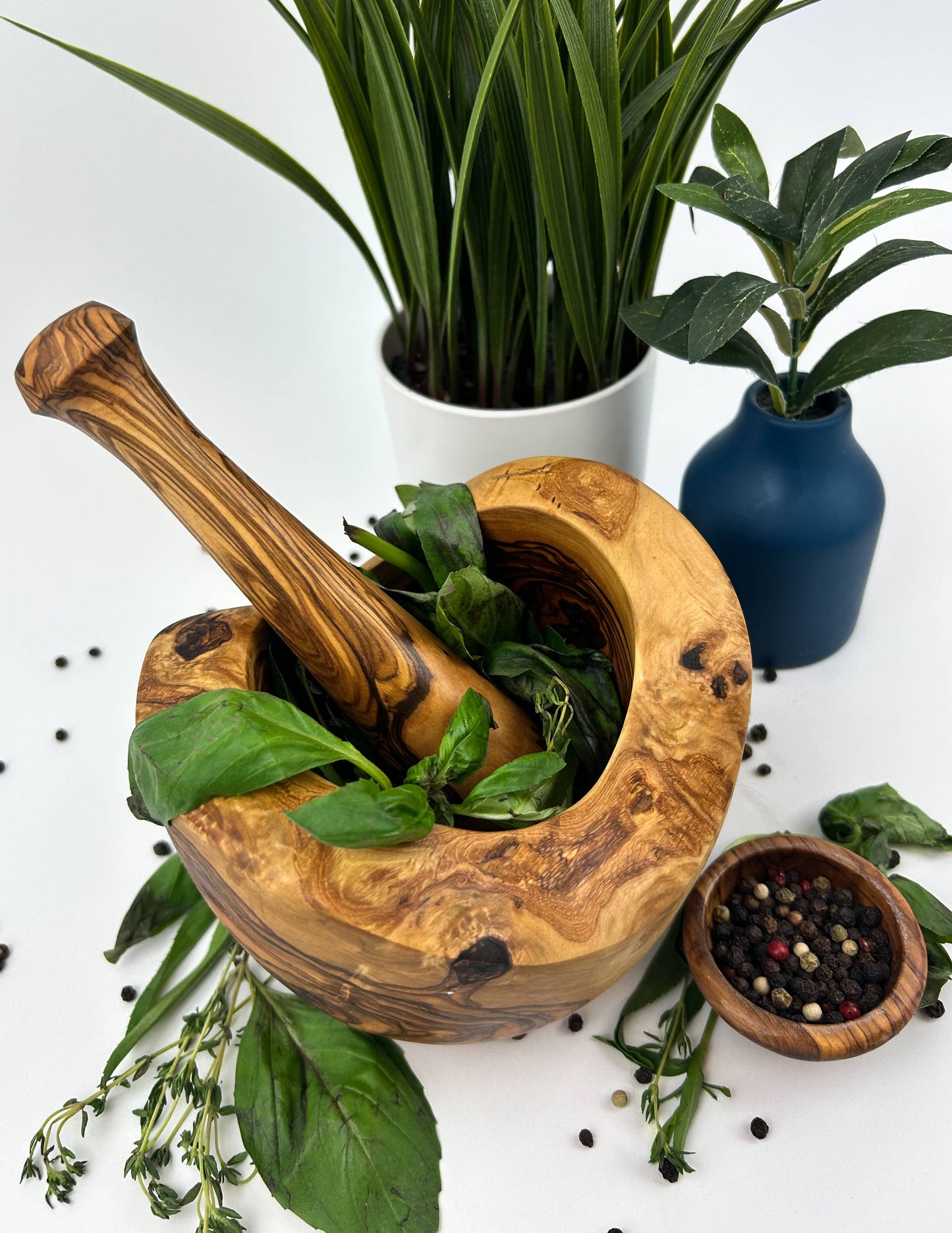 Natural OliveWood - Free Form Olive Wood Mortar & Pestle