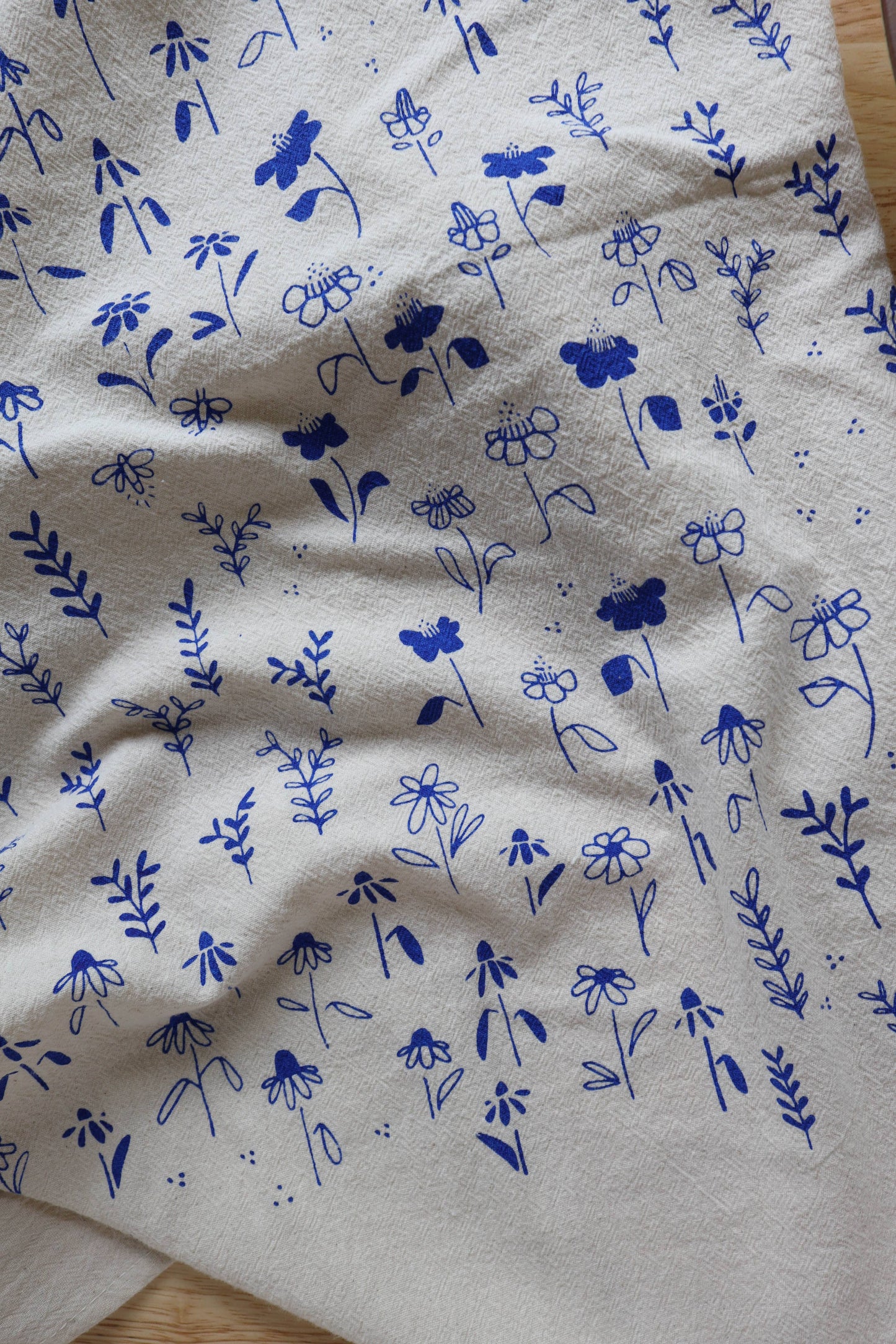 The High Fiber - Floral Meadow Kitchen Towel, Handprinted Tea Towel - Easter