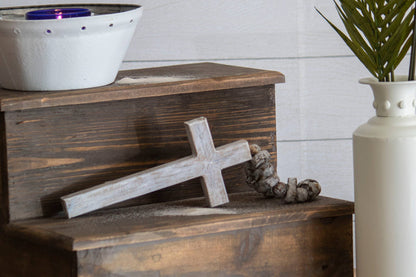 Foreside H & G - Hudson White Brushed Wood Cross Beaded Hanger Wall Decor - Easter