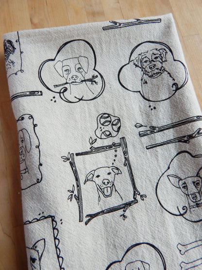 The High Fiber - Dog Kitchen Towel, Handprinted Cotton Kitchen Towel