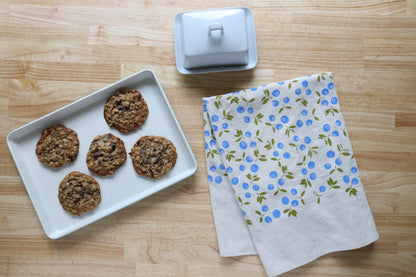 The High Fiber - Blueberry Kitchen Towel, Handprinted Tea Towel