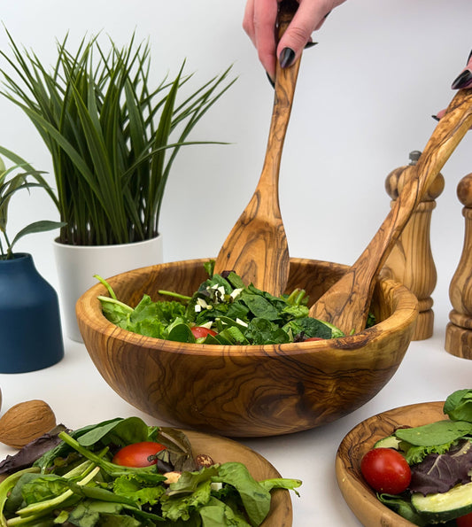 Natural OliveWood - Olive Wood Family Salad Bowl