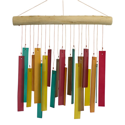 Cohasset Gifts - Glass Wind Chime - Tumbled Rectangle Design - Bodhi Colorway