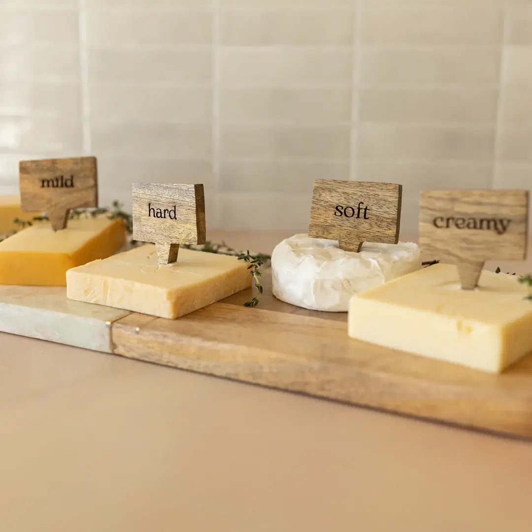 Foreside H & G - Ashton Wood Cheese Markers With Bag, Set Of 6