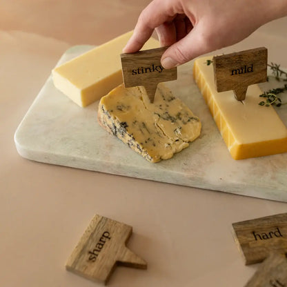 Foreside H & G - Ashton Wood Cheese Markers With Bag, Set Of 6