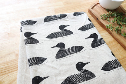 The High Fiber - Common Loon Kitchen Towel –Hand Printed Loon Towel