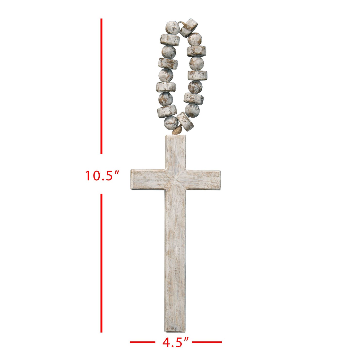 Foreside H & G - Hudson White Brushed Wood Cross Beaded Hanger Wall Decor - Easter