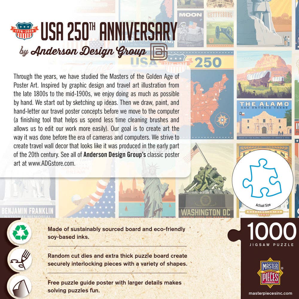Masterpieces Puzzles - Vintage Posters - USA 250th Anniversary 1000 Piece Jigsaw Puzzle