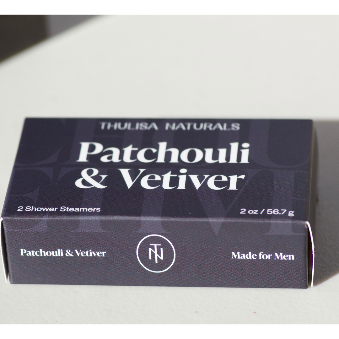 Thulisa Naturals | Bath + Body - Patchouli & Vetiver Shower Steamers – Men’s Aromatherapy