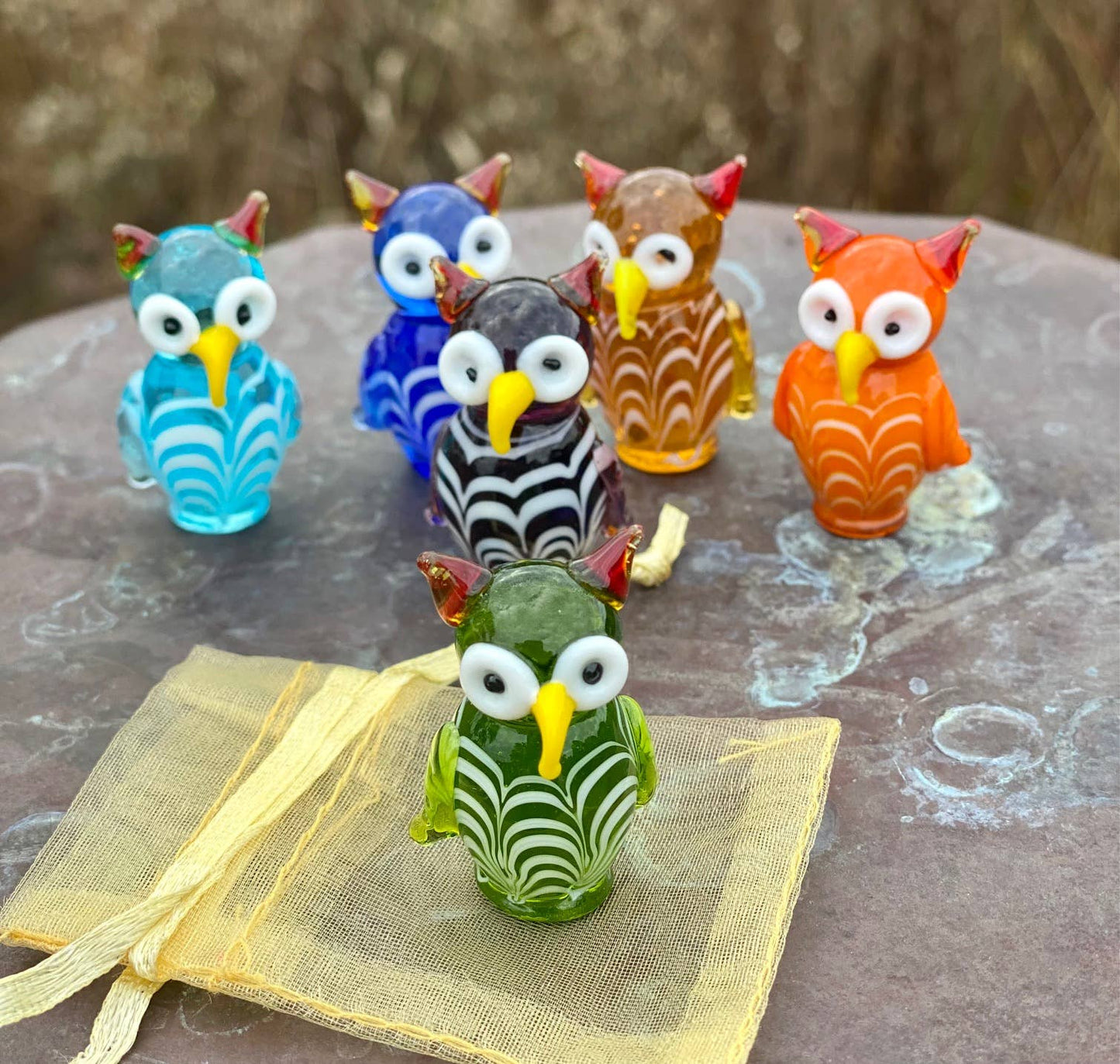 SHOPGIVECOURAGE - Glass Owl Sitter Miniature Collectible Figurine