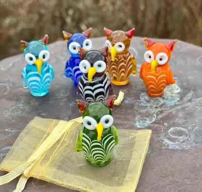 SHOPGIVECOURAGE - Glass Owl Sitter Miniature Collectible Figurine
