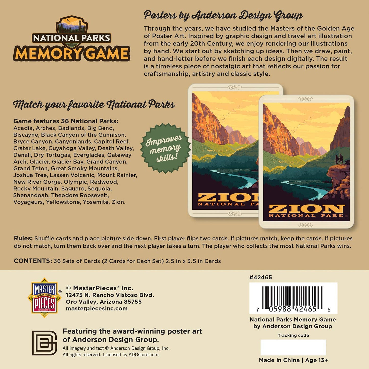 Masterpieces Puzzles - National Parks Memory Game