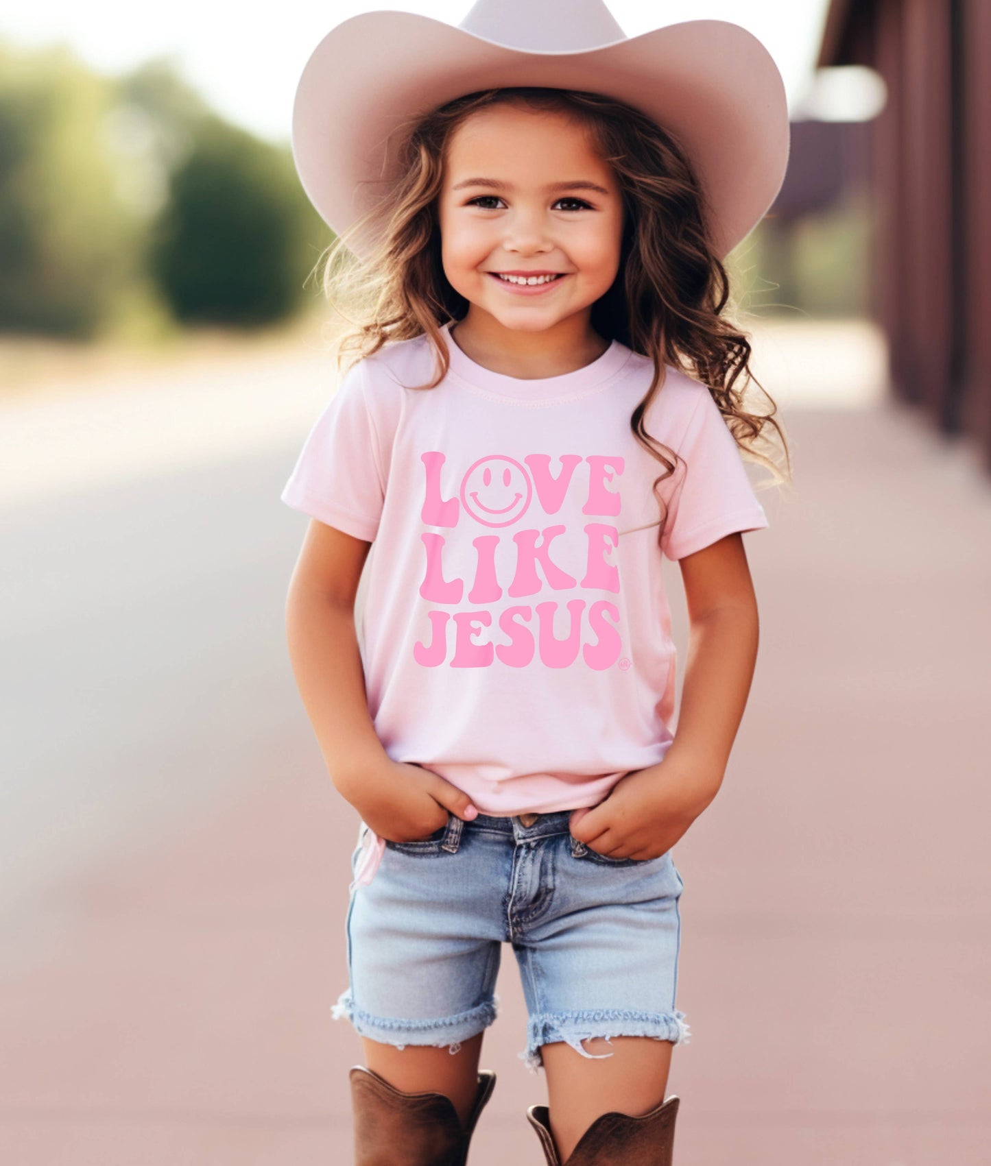 Never Lose Hope Designs - Love Like Jesus Pink Kid's Christian Graphic Tee