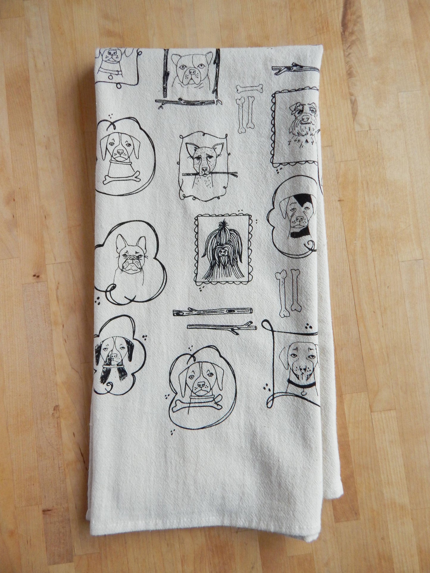 The High Fiber - Dog Kitchen Towel, Handprinted Cotton Kitchen Towel