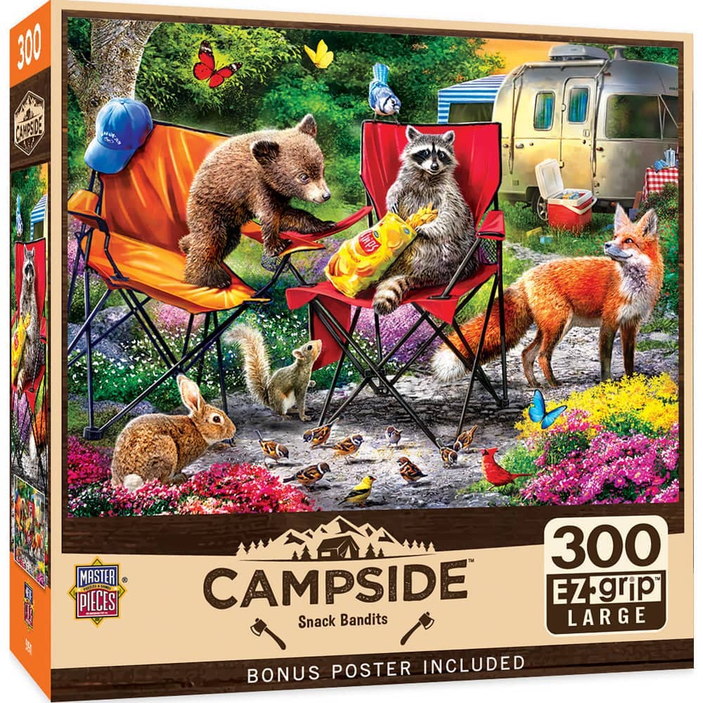 Masterpieces Puzzles - Campside - Snack Bandits 300 Piece EZ Grip Jigsaw Puzzle