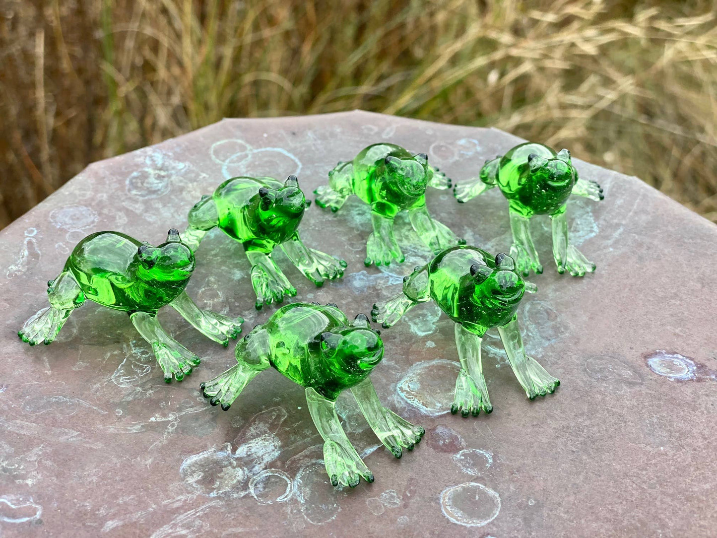 SHOPGIVECOURAGE - Glass Frog Sitter Miniature Sitter Collectible Figurine