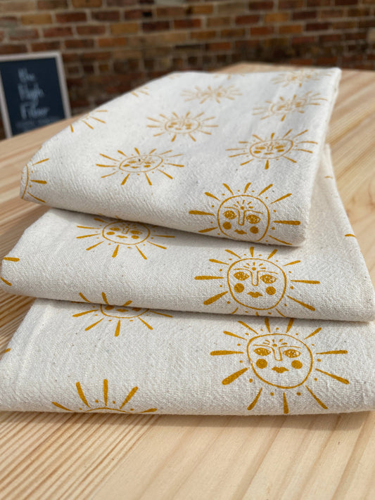The High Fiber - Sun Kitchen Towel, Handprinted Kitchen Towel