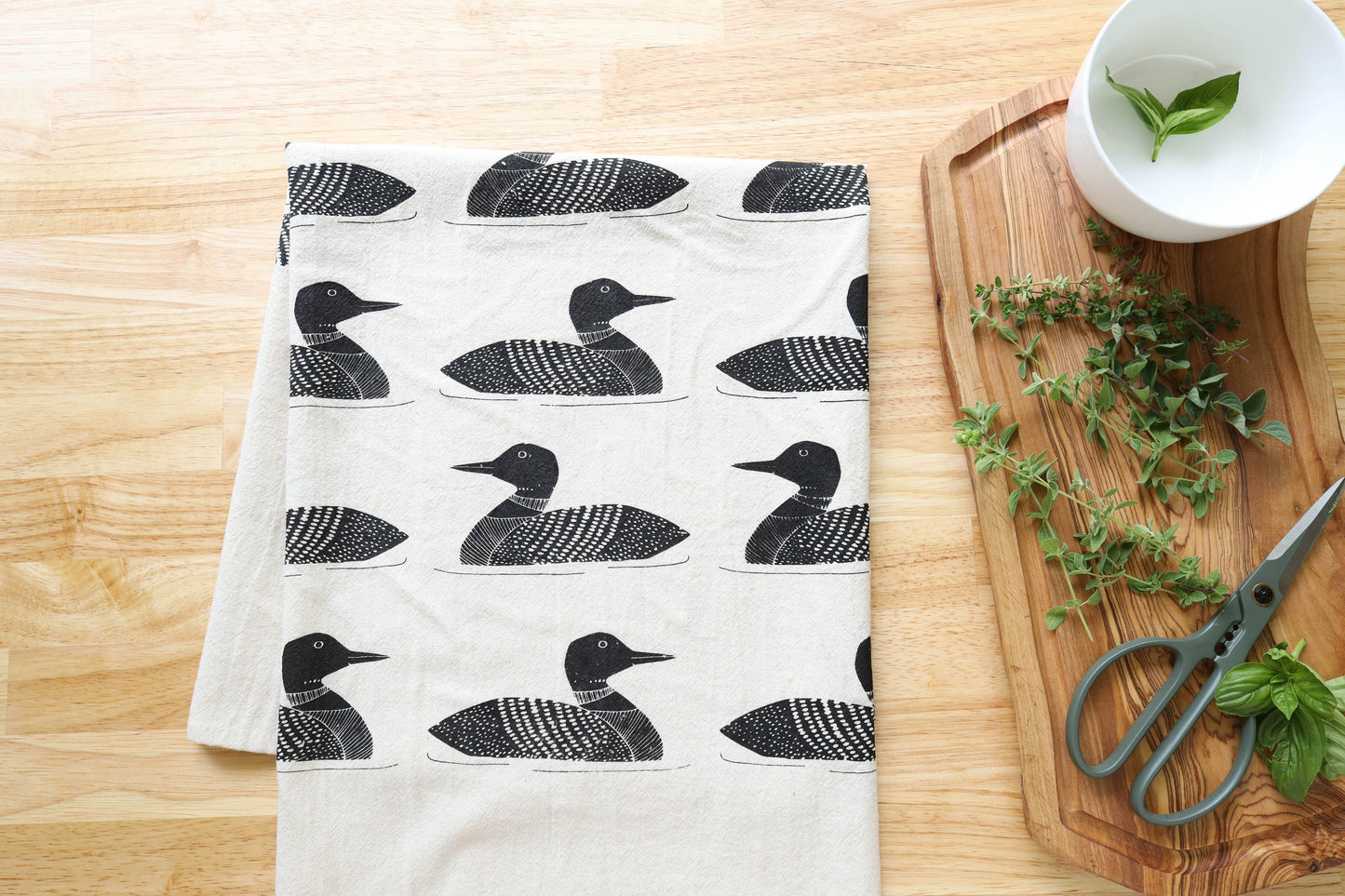 The High Fiber - Common Loon Kitchen Towel –Hand Printed Loon Towel