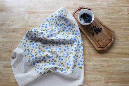 The High Fiber - Blueberry Kitchen Towel, Handprinted Tea Towel