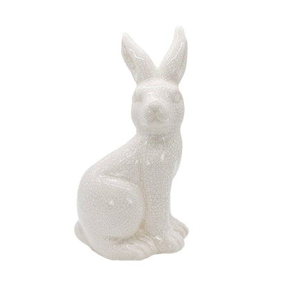 Foreside H & G - Edaline Vintage Crackle Ceramic Rabbit Bunny Figure - Easter