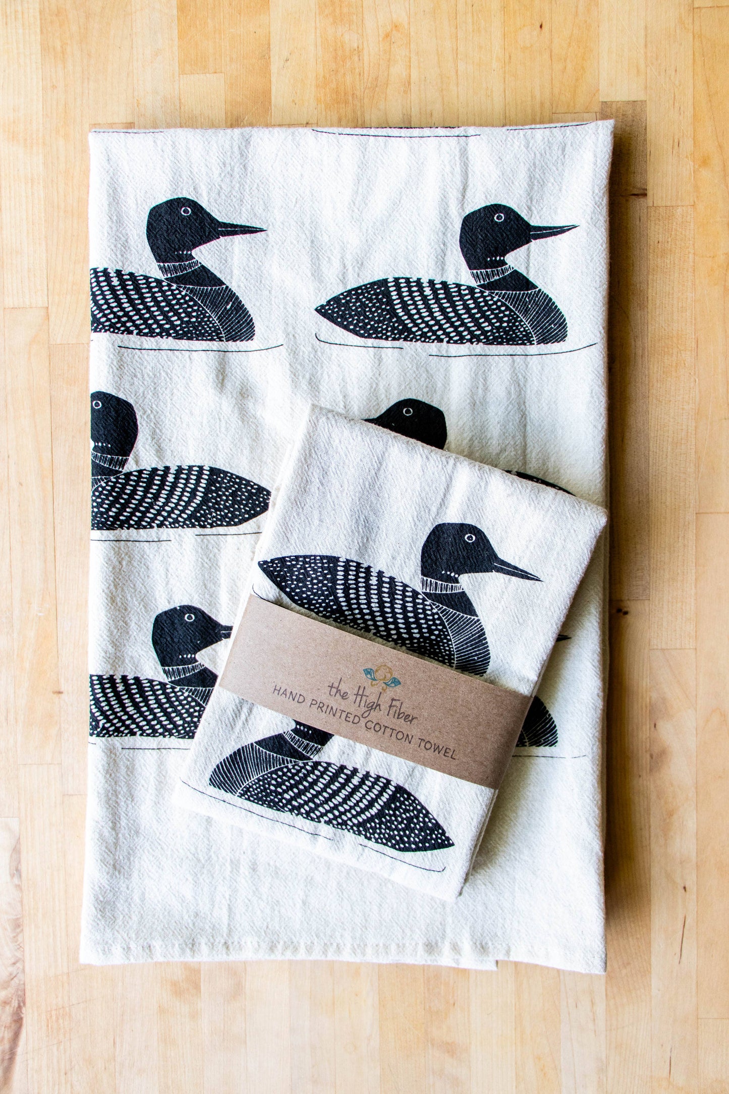 The High Fiber - Common Loon Kitchen Towel –Hand Printed Loon Towel