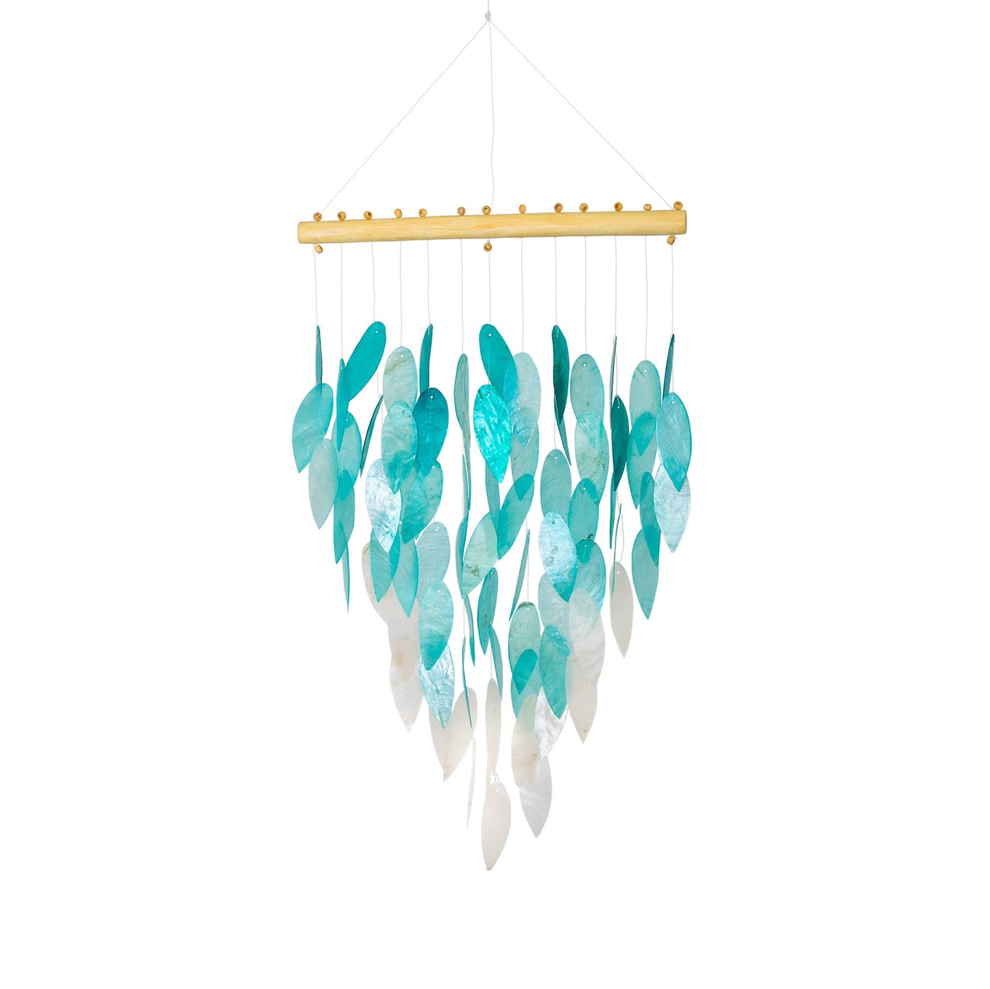 Cohasset Gifts - Simple Leaf Capiz Wind Chime - Teal