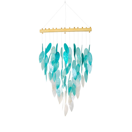 Cohasset Gifts - Simple Leaf Capiz Wind Chime - Teal