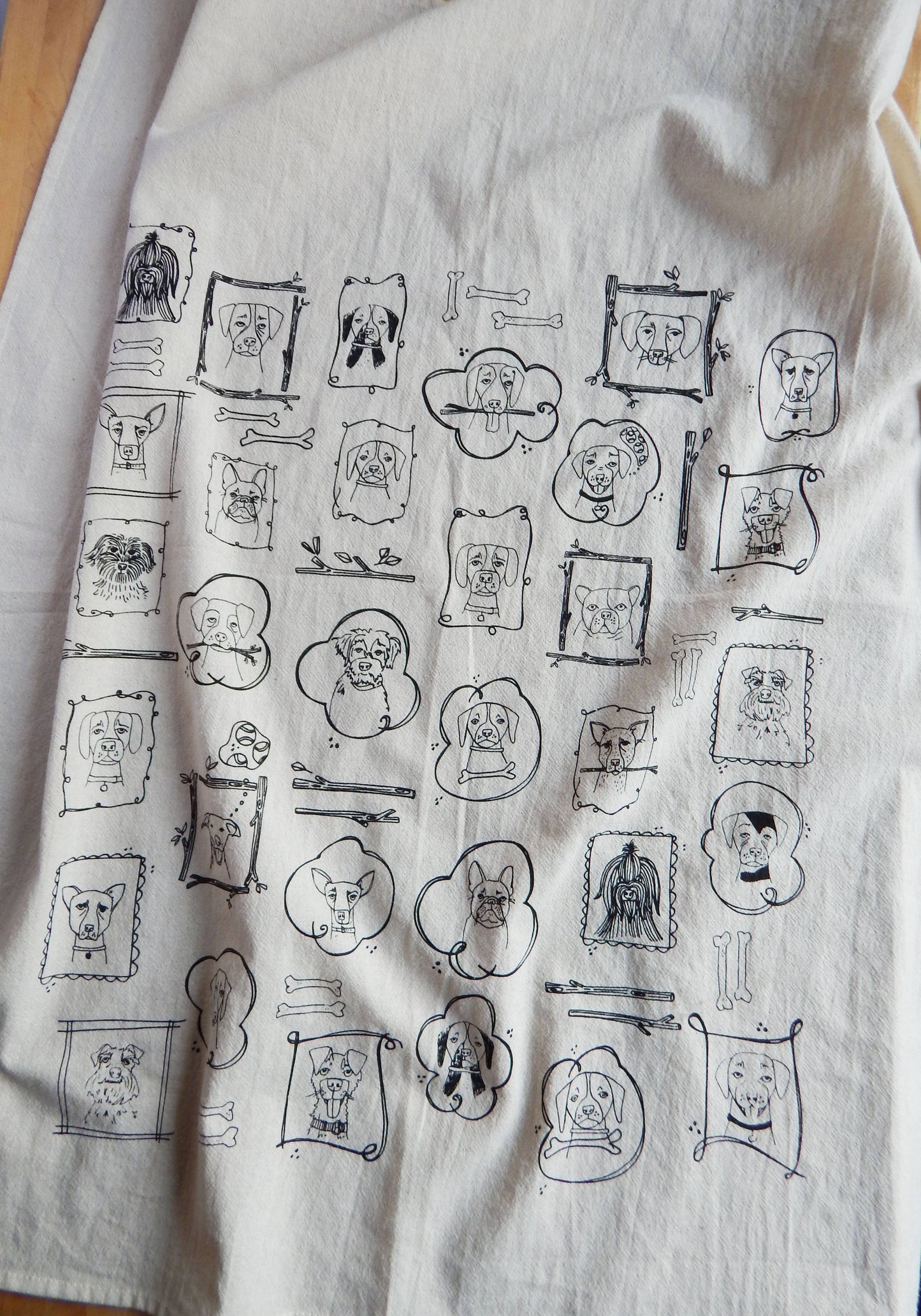 The High Fiber - Dog Kitchen Towel, Handprinted Cotton Kitchen Towel