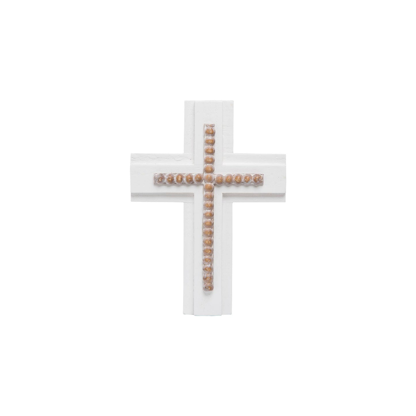 Foreside H & G - White Wood and Natural Bead Easter Wall Cross
