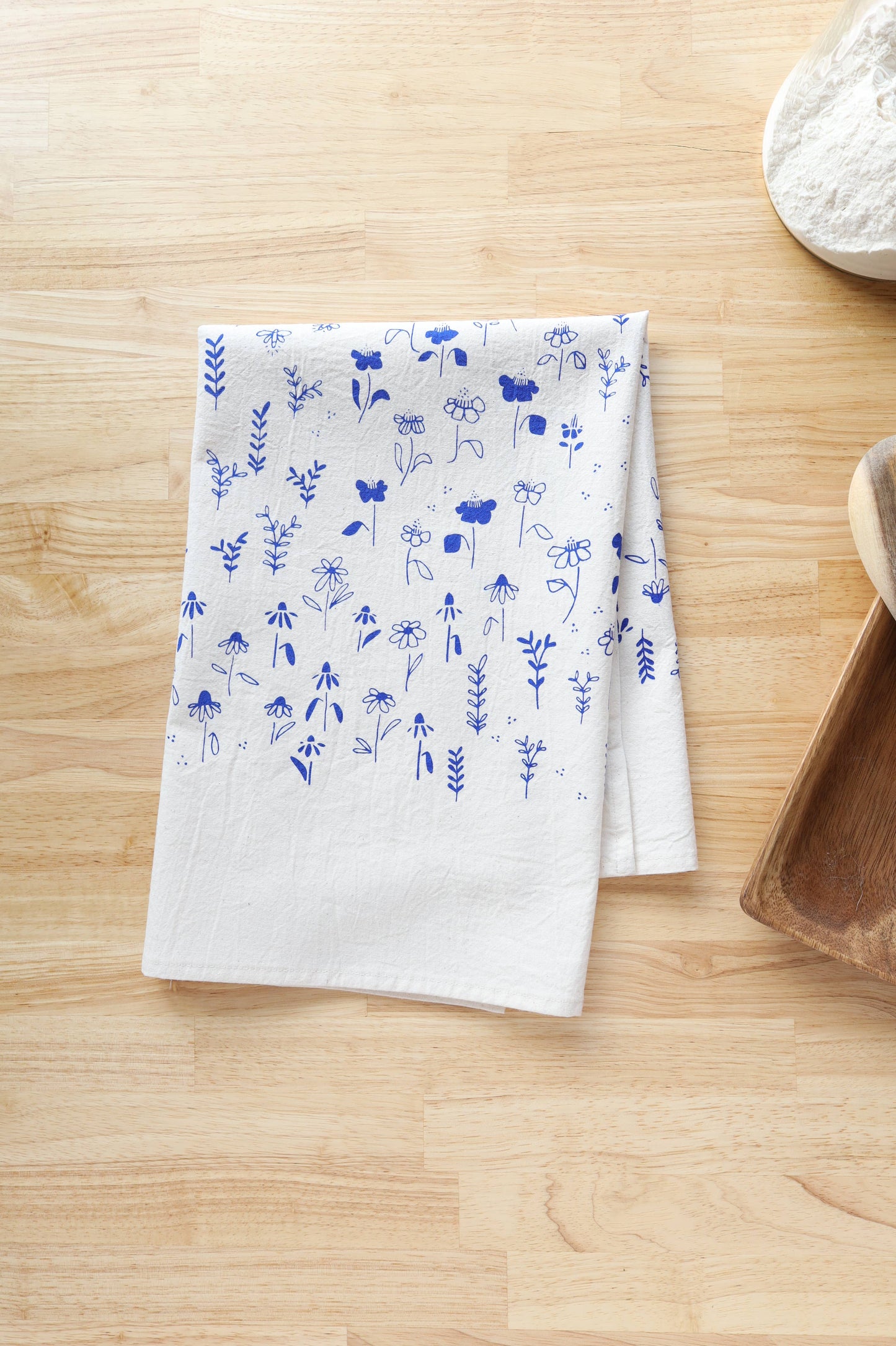 The High Fiber - Floral Meadow Kitchen Towel, Handprinted Tea Towel - Easter