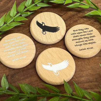 SHOPGIVECOURAGE - Scripture Verse Wood Coin Tokens - Assorted - Easter