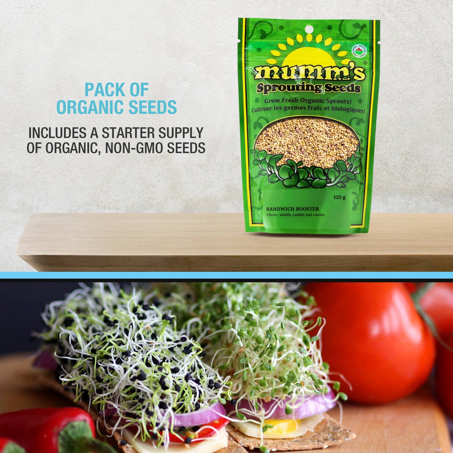 Masontops - Bean Sprouting Set with Jar, Seeds and Lid