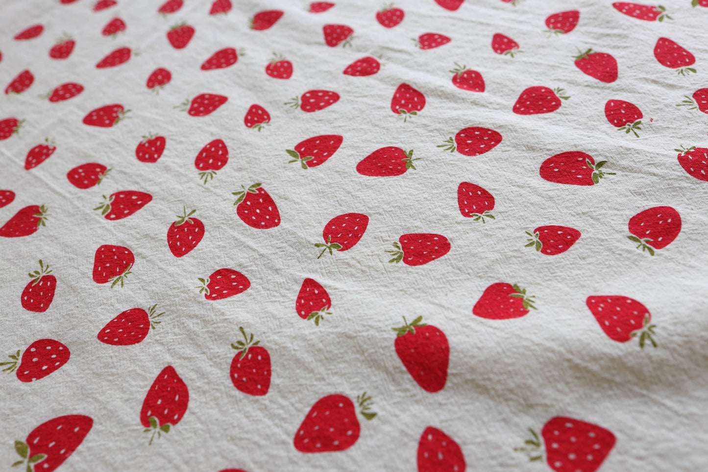 The High Fiber - Strawberry Kitchen Towel, Hand Printed Fruit Tea Towel