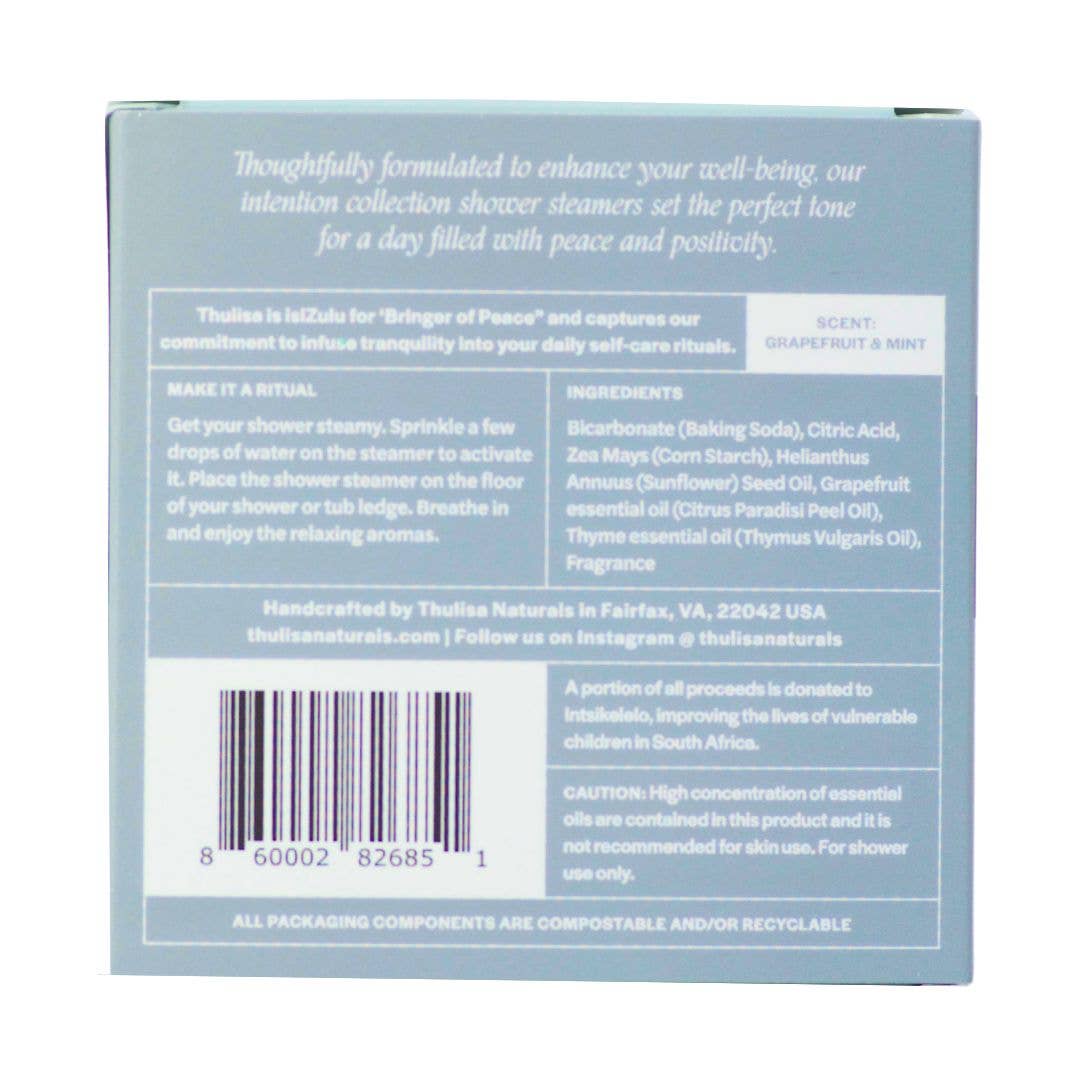 Thulisa Naturals | Bath + Body - Calm Shower Steamers | Lavender-Geranium | 4-Pack Gift Set