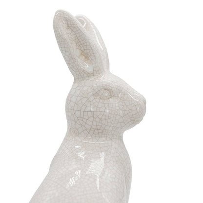 Foreside H & G - Edaline Vintage Crackle Ceramic Rabbit Bunny Figure - Easter