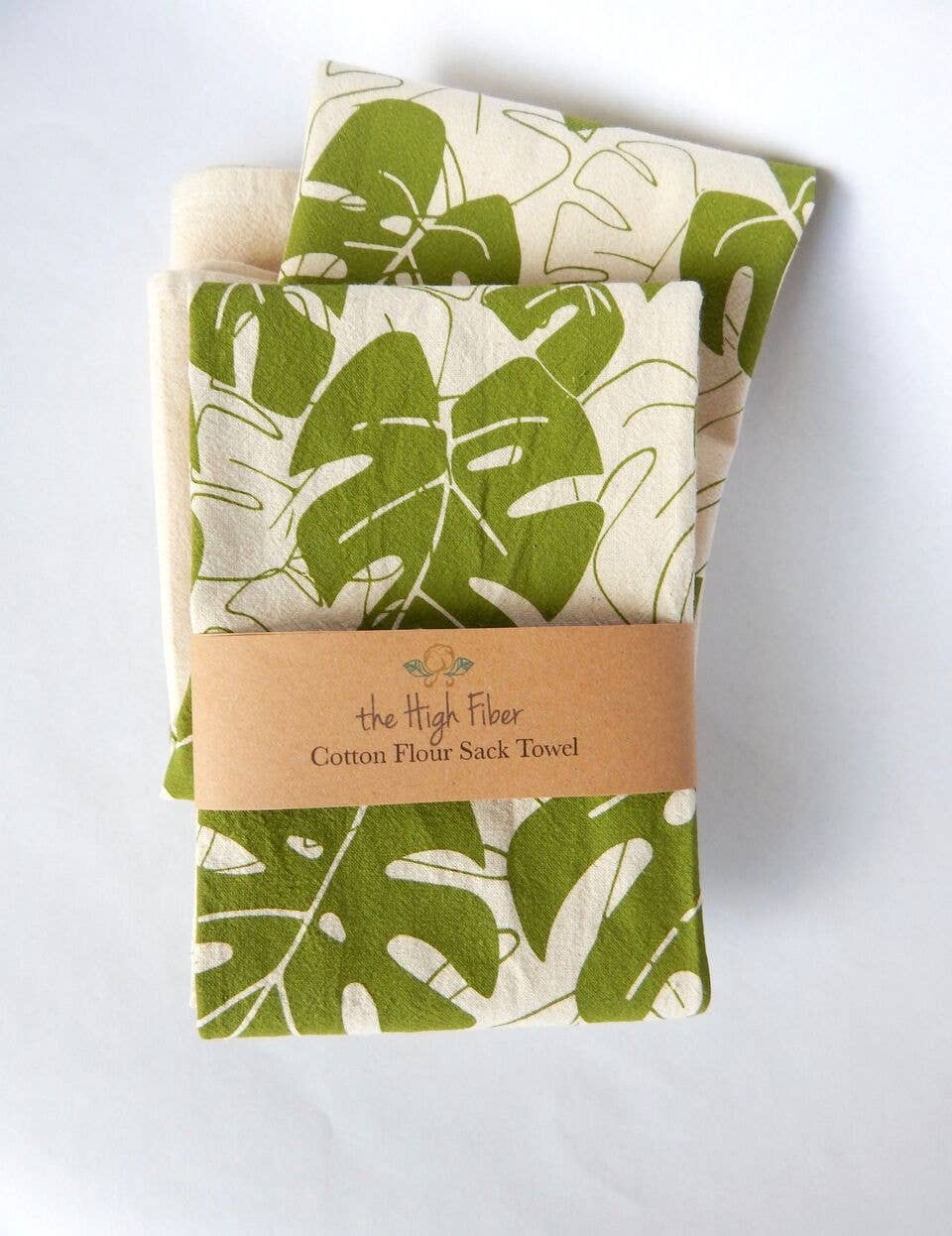 The High Fiber - Monstera Tea Towel, Handprinted Towel, House Plant Print