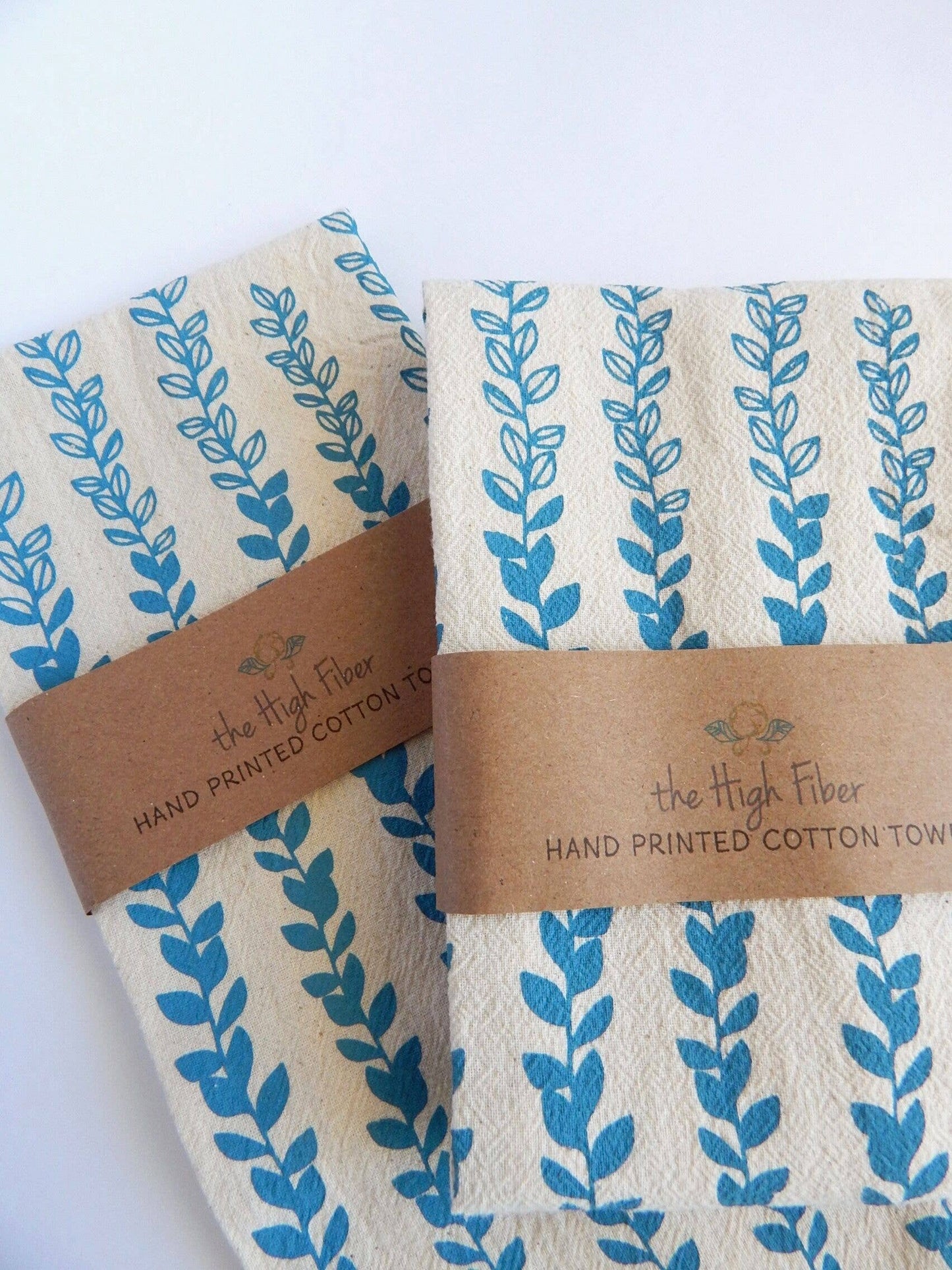 The High Fiber - Vine Kitchen Towel, Handprinted Tea Towel - Easter