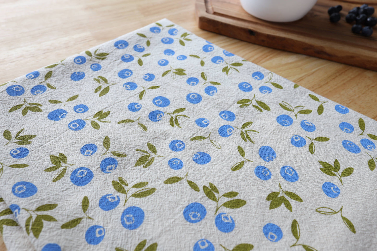 The High Fiber - Blueberry Kitchen Towel, Handprinted Tea Towel