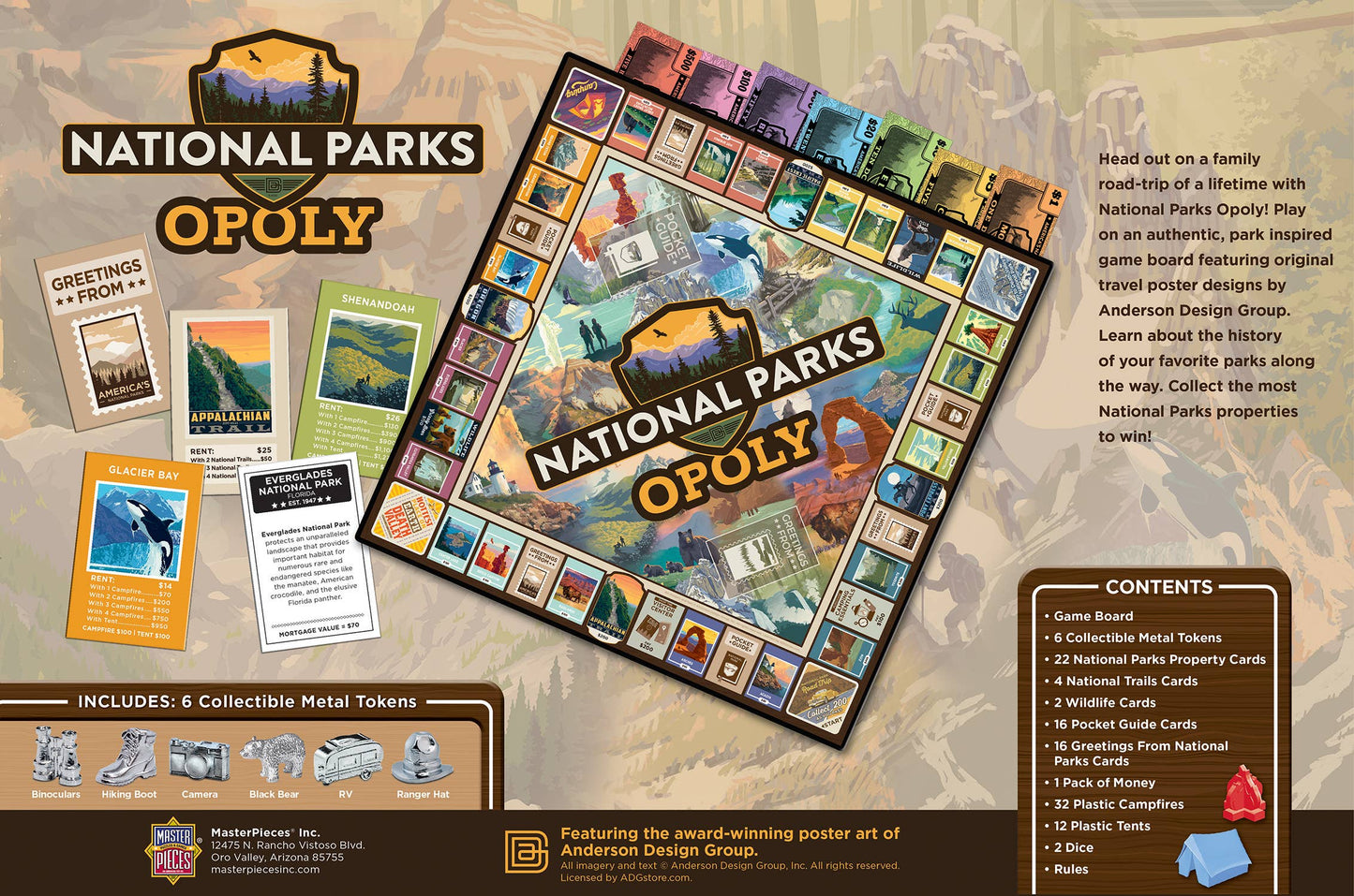 Masterpieces Puzzles - National Parks Opoly Board Game