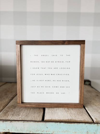 Lily and Sparrow - Matthew 28, He Is Risen | Easter Wall Decor