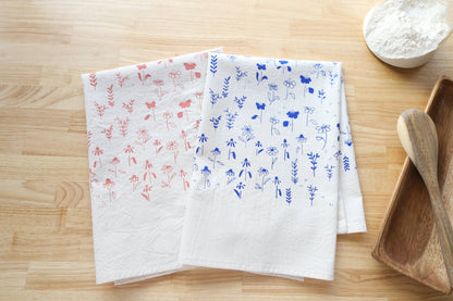 The High Fiber - Floral Meadow Kitchen Towel, Handprinted Tea Towel - Easter