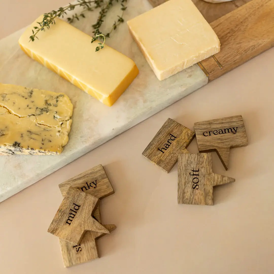 Foreside H & G - Ashton Wood Cheese Markers With Bag, Set Of 6