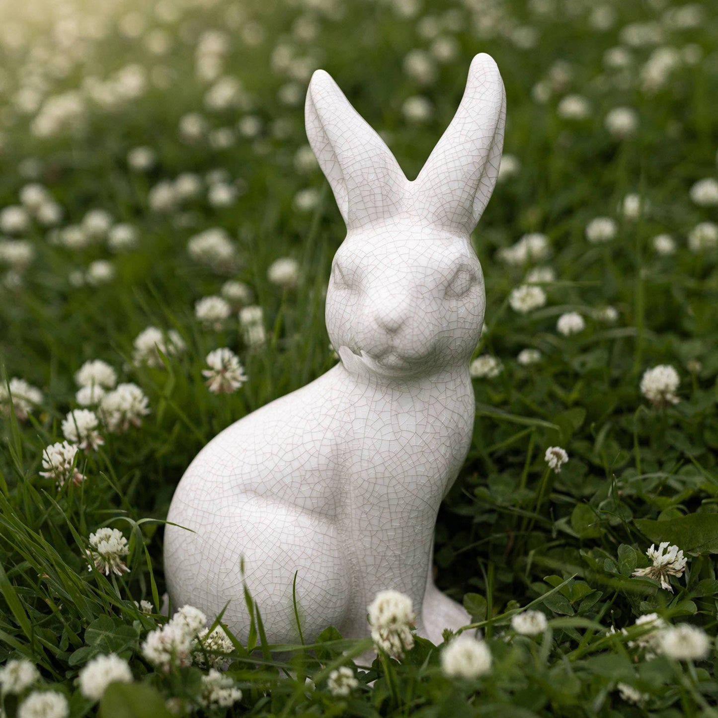 Foreside H & G - Edaline Vintage Crackle Ceramic Rabbit Bunny Figure - Easter