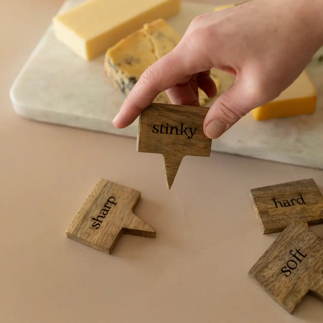 Foreside H & G - Ashton Wood Cheese Markers With Bag, Set Of 6