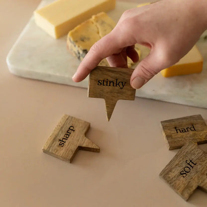 Foreside H & G - Ashton Wood Cheese Markers With Bag, Set Of 6