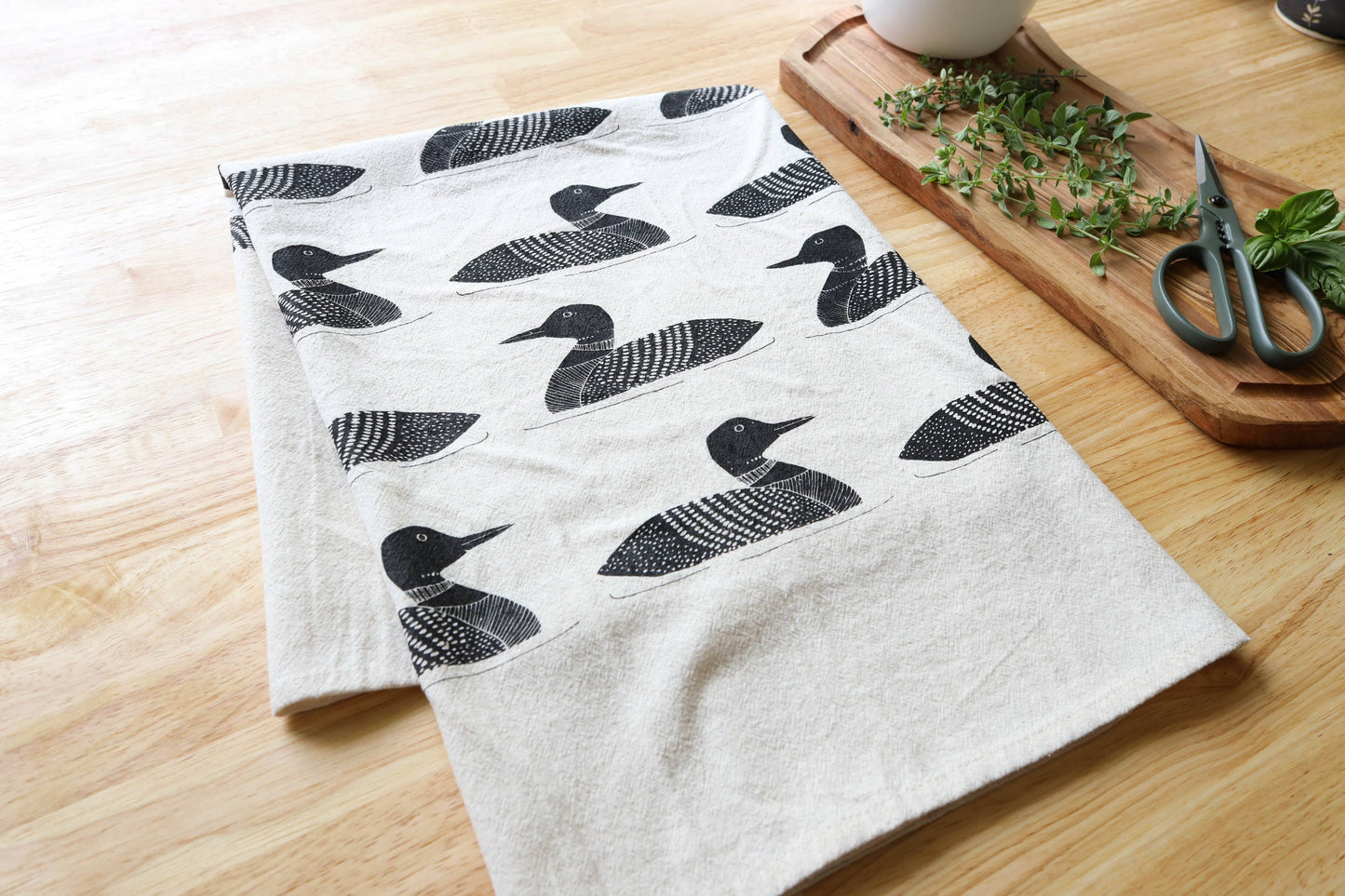 The High Fiber - Common Loon Kitchen Towel –Hand Printed Loon Towel