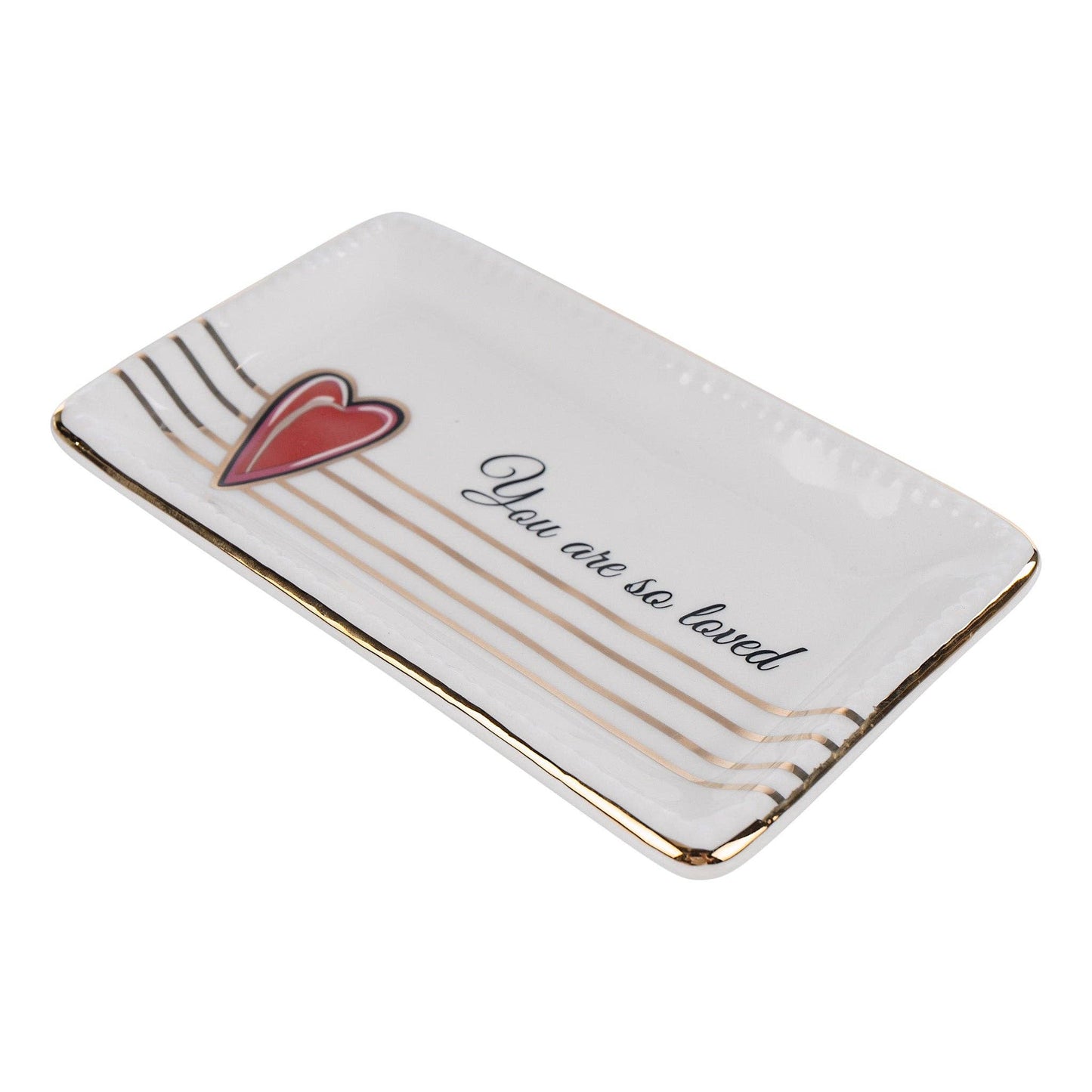SALE!! Glory Haus - Heart Gold Striped Trinket Tray