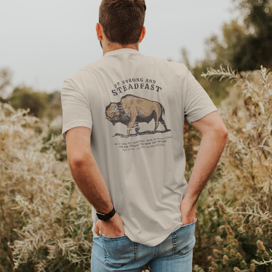Never Lose Hope Designs - Be Strong and Steadfast Buffalo Short Sleeve T-Shirt