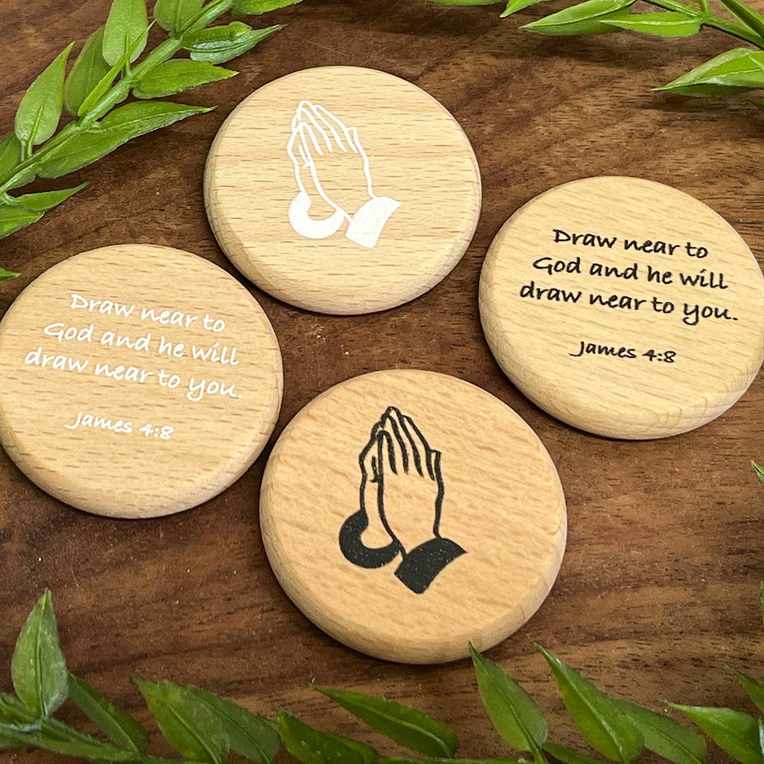 SHOPGIVECOURAGE - Scripture Verse Wood Coin Tokens - Assorted - Easter